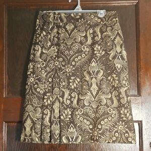 EUC Nine & Co. Elegant Brown Floral Paisley Skirt - Size 8